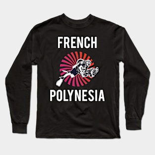 French Polynesia Scuba Diving Retro Long Sleeve T-Shirt